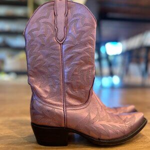 Cavendars size 6 womens cowboy boots metallic pink